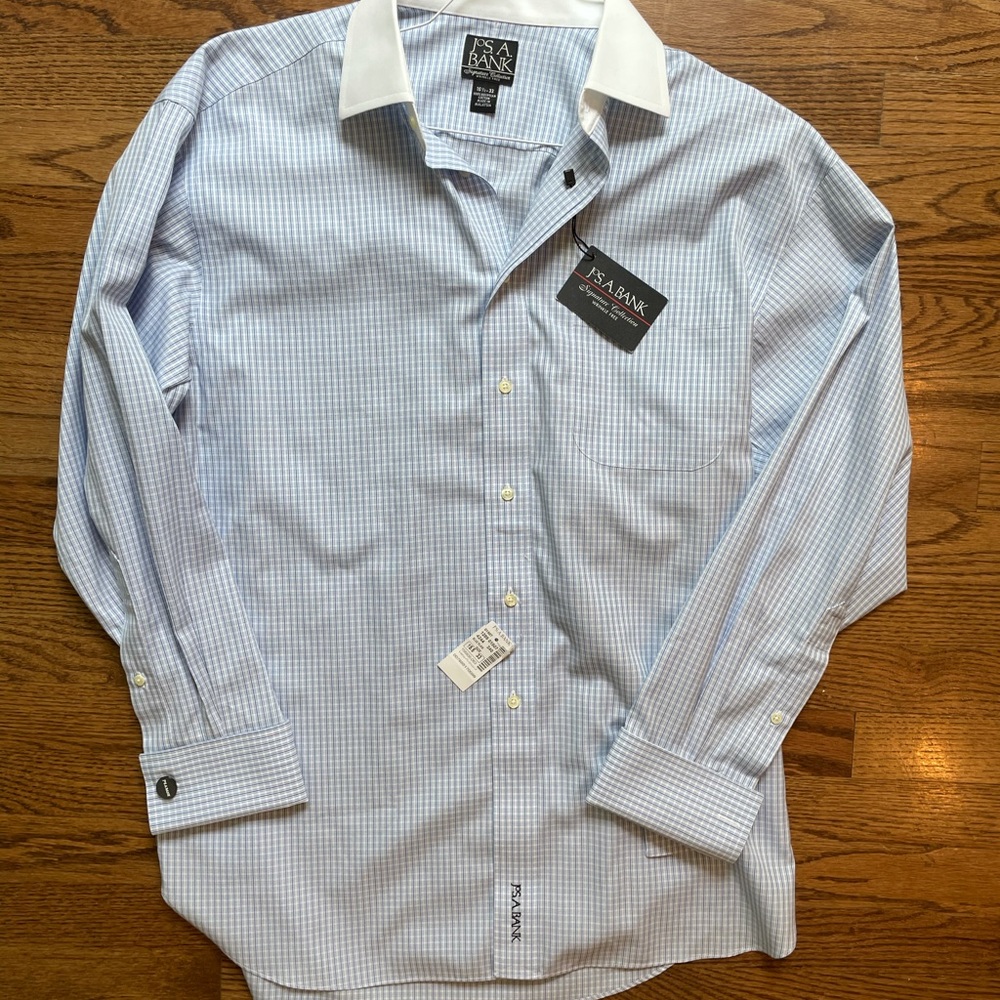 Joseph A Bank Men's Button Up Signature Series Shirt Sz 15.5 33 Long Sleeve-NWT